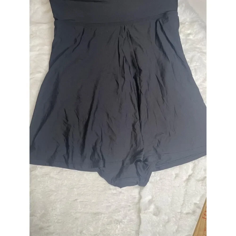 DKNY Black Ruched Sweetheart Swim Dress Size 12 - Picture 8 of 9